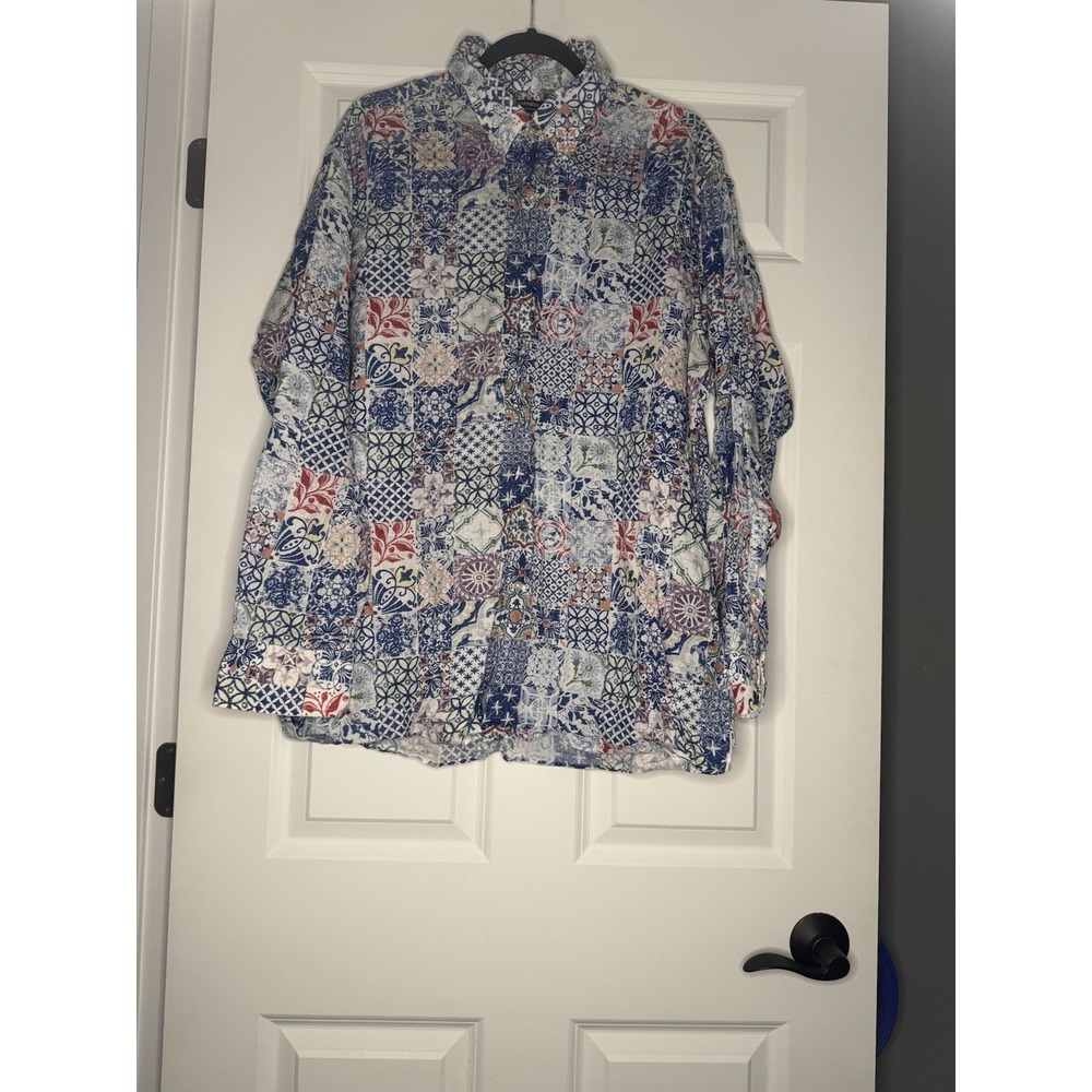 Cremieux Men's Patchwork Tile Pattern Button Up S… - image 1